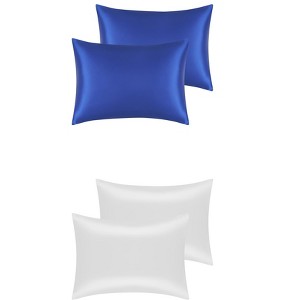 Unique Bargains Breathable Satin Solid Envelope Closure Pillowcase Standard 20"x26" 4 Pcs - 1 of 4