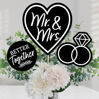 Big Dot Of Happiness Mr. And Mrs. - Heart Decorations Diy Black And White  Wedding Or Bridal Shower Essentials - Set Of 20 : Target