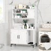 Cat Litter Box Enclosure with Shelves and Doors, Wood Sturdy Hidden Litter Box Furniture, Indoor Cat House Furniture with 4 Storage Layers - 2 of 4