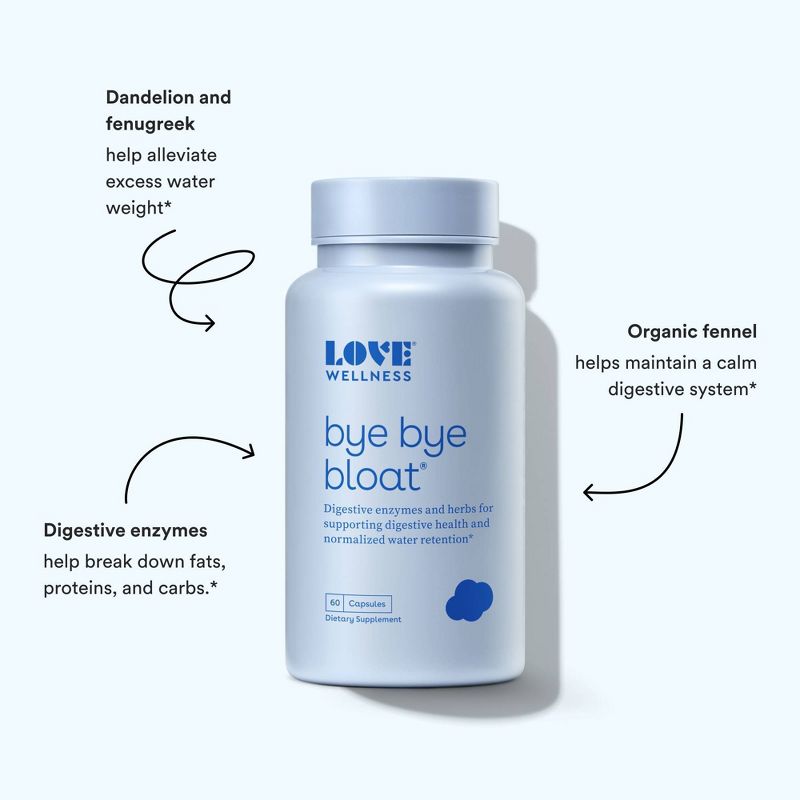 Love Wellness Bye Bye Bloat for Fast Bloating Relief - 60ct, 5 of 10