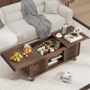 Buenhomino Mid-Century Modern Coffee Table – Wood Accent Table with Slatted Sliding Doors, Hidden Storage & Open Shelf for Living Room or Office - 3 of 4