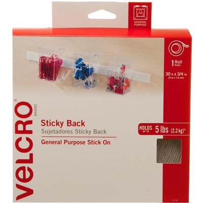 VELCRO Brand Hook and Loop Sticky Back Tape Roll, 30 Feet x 3/4 Inch, White