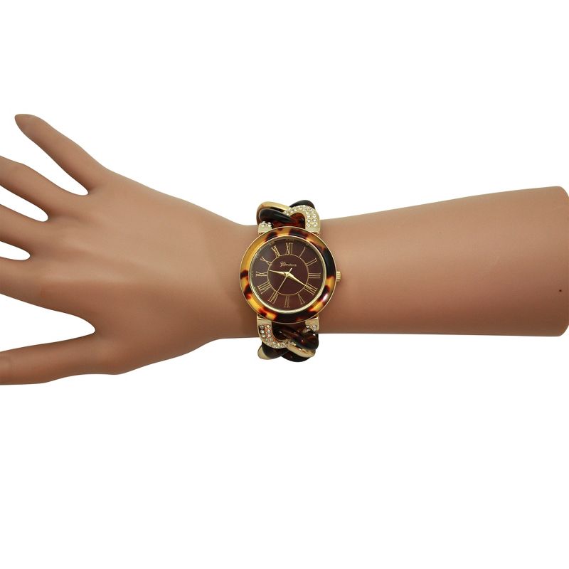Olivia Pratt Gold and Rhinestones Chain Tortoise Strap Women Watch, 5 of 6