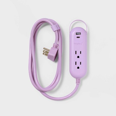 6' 2-outlet Indoor Extension Cord With Usb And Usb-c Ports Purple ...