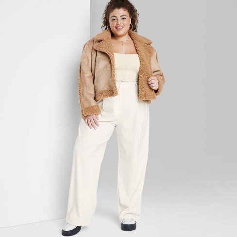 Women's Wide Leg Trousers - Wild Fable™ Off-white 6 : Target