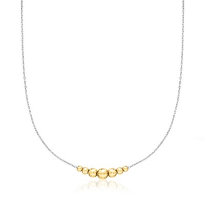 Pure Collection by Ross-Simons 18kt Gold Vermeil and Sterling Silver 3-6mm Graduated Bead Necklace Size 16