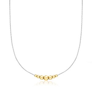 Pure Collection by Ross-Simons 18kt Gold Vermeil and Sterling Silver 3-6mm Graduated Bead Necklace Size 16 - 1 of 4