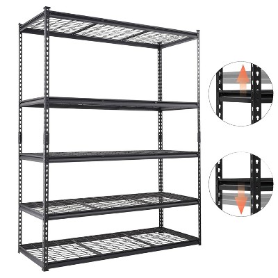 GustoWave 5 Tier Heavy Duty Garage Shelving, Garage Storage with Adjustable Shelves for Kitchen Pantry Basement, Black