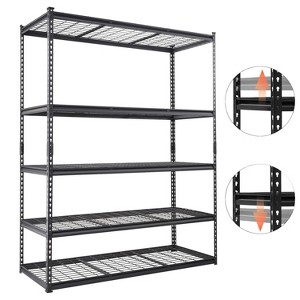 GustoWave 5 Tier Heavy Duty Garage Shelving, Garage Storage with Adjustable Shelves for Kitchen Pantry Basement, Black - 1 of 4