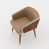 ARTPLAN Mid Century Modern Dining Chair, Faux Leather with Walnut,Uphoolsted Accent Arm Chair,Sitting Chair with Wooden Gold Metal feet - 2 of 4