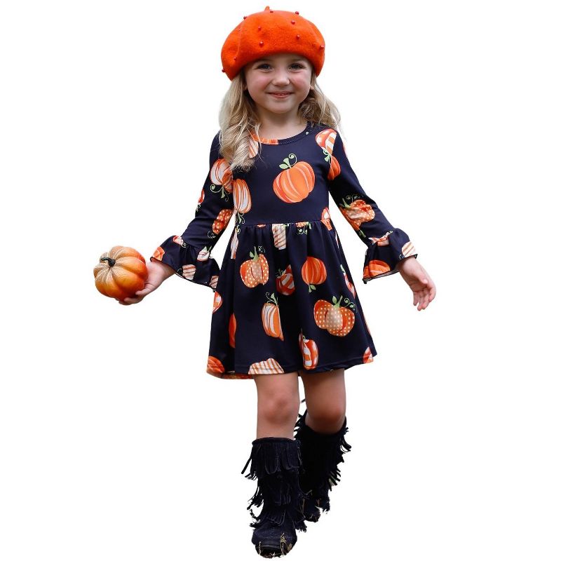 Girls Blessed & Pumpkin Obsessed Dress - Mia Belle Girls, 1 of 6