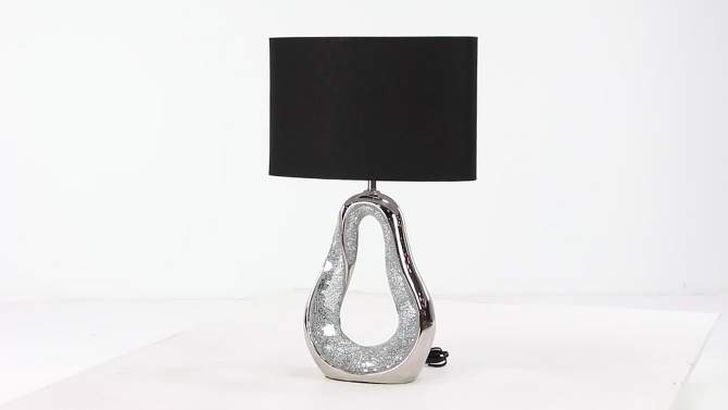 Ceramic Tear Drop Table Lamp with Mosaic Mirror Set of 2 Silver - Olivia &#38; May, 2 of 15, play video