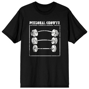 Gym Culture Barbell Weights Personal Growth Unisex Adult's Black Graphic Tee - 1 of 3