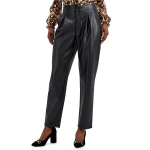 I.N.C International Concepts Womens Faux Leather Casual Trouser Pants, Black, 8 Regular - 1 of 1