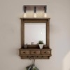 LNC Sabrina 22.2-in 3-Lights Brown Wood and Matte Black Farmhouse Vanity  Lights - 4 of 4
