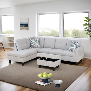 AndMakers 28.5 in. W Flannel Polyester Blend Rectangle Ottoman with Storage - 1 of 4