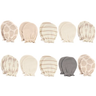Image of Hudson Baby Infant Unisex Cotton Scratch Mittens, Modern Giraffe, 0-6 Months