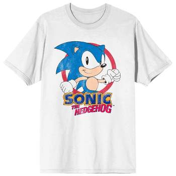 Sonic the Hedgehog Distressed Character In Red Circle Crew Neck Short Sleeve White Women's T-shirt