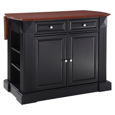 Drop Leaf Breakfast Bar Top Kitchen Island - Black - Crosley