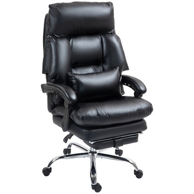 HOMCOM Overstuffed Executive Office Chair, High Back PU Leather Swivel Desk Chair with Foot Rest, Adjustable Height