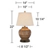 360 Lighting Accent Table Lamp with USB and AC Power Outlet Workstation Charging Base 22" High Warm Bronze Drum Shade Living Room Desk - 4 of 4
