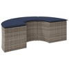 vidaXL - Patio Footstool with Cushion/Outdoor Ottoman Furniture - Gray Poly Rattan/Navy Blue Polyester Cushion - Garden, Patio, 20.5" x 29.1" x 15.7" - 3 of 4