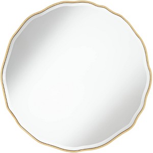 Noble Park Lissa Round Vanity Decorative Wall Mirror Modern Beveled Edge Gold Waved Wood Frame31 1/2" Wide for Bathroom Bedroom Living Room Home House - 1 of 4