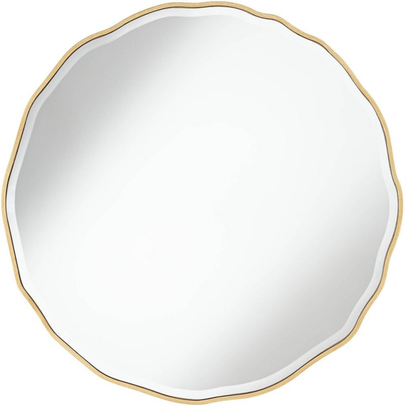 Noble Park Lissa Round Vanity Decorative Wall Mirror Modern Beveled Edge Gold Waved Wood Frame31 1/2" Wide for Bathroom Bedroom Living Room Home House, 1 of 10