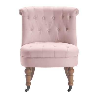 Blush Pink Tufted Armless Slipper Chair with Turned Legs