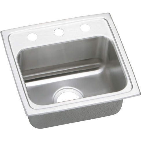 Elkay Psr1716 Pacemaker 17 Single Basin 20 Gauge Stainless Steel Kitchen Sink For Drop In Installations 2 Faucet Holes
