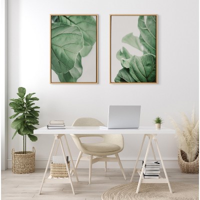 Sylvie Plant Study Green Leaves Framed Canvas Art
