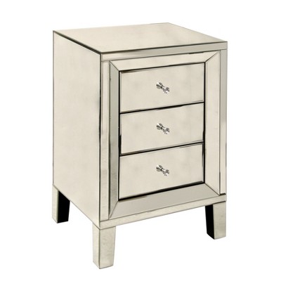 Mirrored 3 Drawer Side Table Silver - Stylecraft