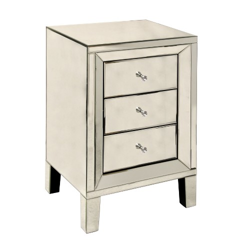 Mirrored 3 Drawer Side Table Silver, 3 Drawer End Table Target