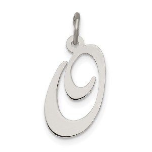 Black Bow Jewelry Sterling Silver, Ella Collection Medium Fancy Script Initial O Pendant - 1 of 4