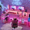 Bestier 71.5"  LED Gaming Desk with Power Outlet, L-Shaped Computer Desk with Monitor Stand - 2 of 4