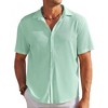 COOFANDY Men's Casual Shirts Short Sleeve Waffle Knit Button Down Shirt Wrinkle Free Summer Beach Tops - 4 of 4