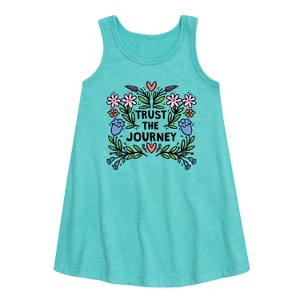 Girls' - Instant Message - Trust The Journey Graphic Sleeveless Aline Dress - 1 of 4