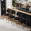 24"Set of 4 modern teddy fabric upholstered bar stools - Metal base high stool - Suitable for kitchen,Black+Golden - 2 of 4