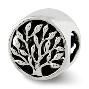 Black Bow Jewelry Sterling Silver Double Sided Cylinder Tree Bead Charm, 10mm - 1 of 3
