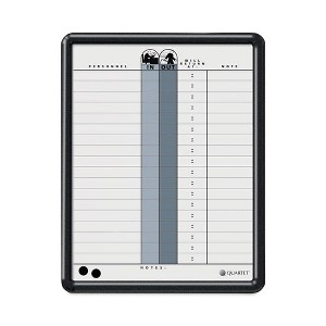 Quartet Employee In/Out Board, 11 x 14, Porcelain White/Gray Surface, Black Plastic Frame - 1 of 3
