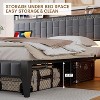 Full Size Linen Upholstered Bed Frame, Platform Bed Frame with Storage Headboard, No Box Spring Needed, Grey - 4 of 4