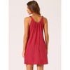 cheibear Women's Loose U-Neck Pleated Sleeveless Elastic Wide Strap Chemise Short Nightgown - 4 of 4