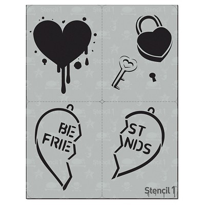 Stencil1 Heart Multipack 4ct - Stencil 8.5" x 11"