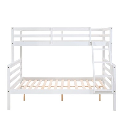 AZL1 Life Concept Beds Twin over Full Bunk Bed Safe Comfortable Sleeping Strong Wooden Frame Eco Responsible Ladder, White, 78.35"*59.06"*61.81"