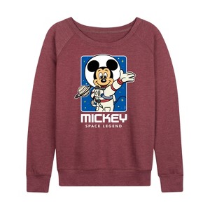 Women's - Disney - Retro Mickey Portrait Lightweight French Terry Wide Neck Long Sleeve Shirt - 1 of 4