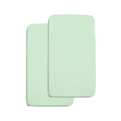 BreathableBaby All-in-One Fitted Sheet & Waterproof Cover, For 36" x 18" Cradle Mattress (2-Pack), Mint Green