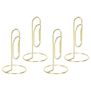 Unique Bargains Metal Clip Shape Pictures Table Number Memo Place Card Holder 4 Pcs - 1 of 4