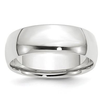 Black Bow Jewelry 7mm or 8mm 14K White Gold Lightweight Domed Comfort Fit Band