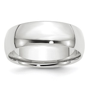 Black Bow Jewelry 7mm or 8mm 14K White Gold Lightweight Domed Comfort Fit Band - 1 of 4