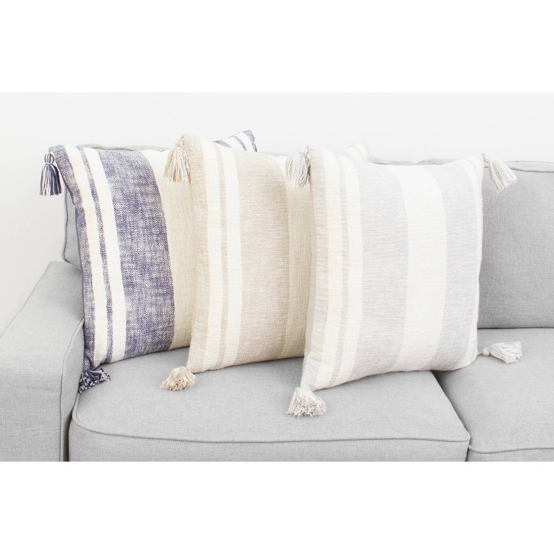 20"x20" Oversize Sophia Striped Printed Cotton Square Throw Pillow with Corner Tassel - Decor Therapy, 4 of 6